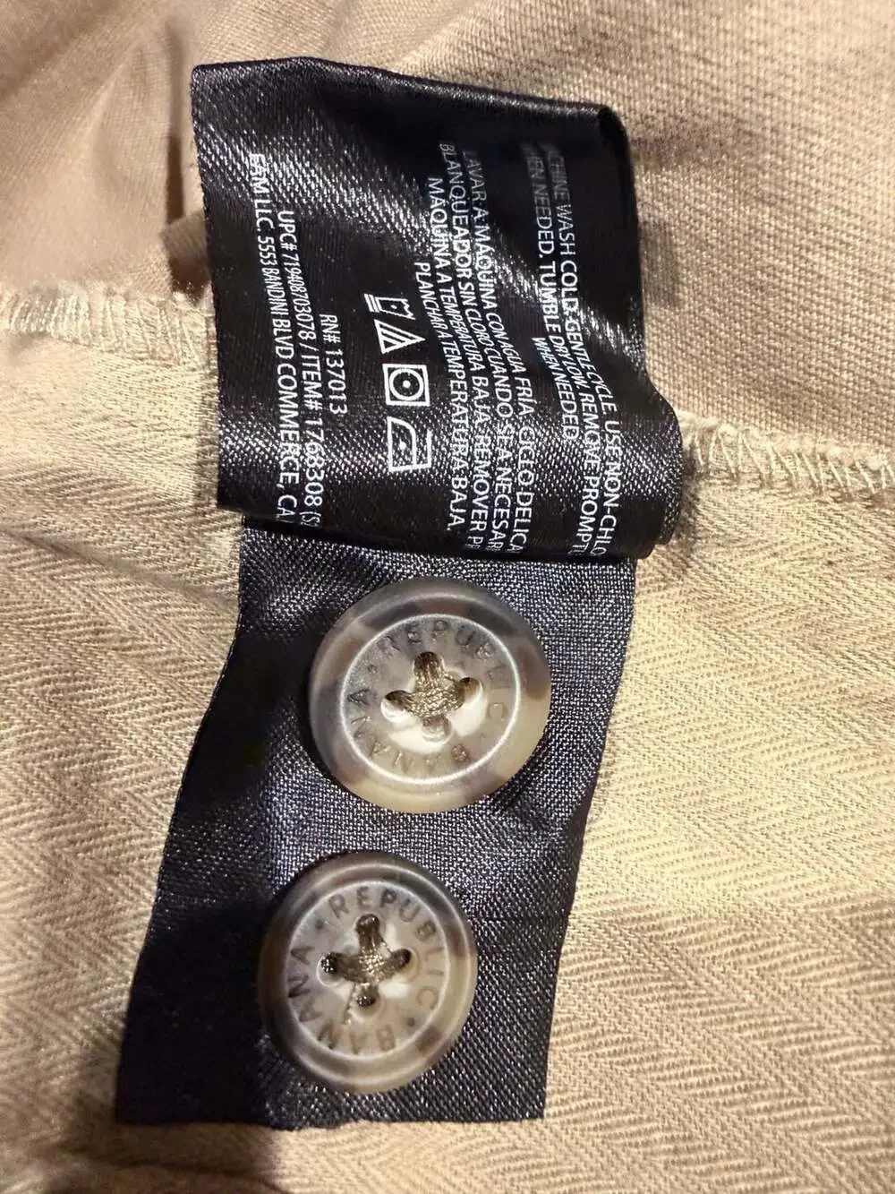 Banana Republic Chino Pants Size 38x34 Beige Cotton